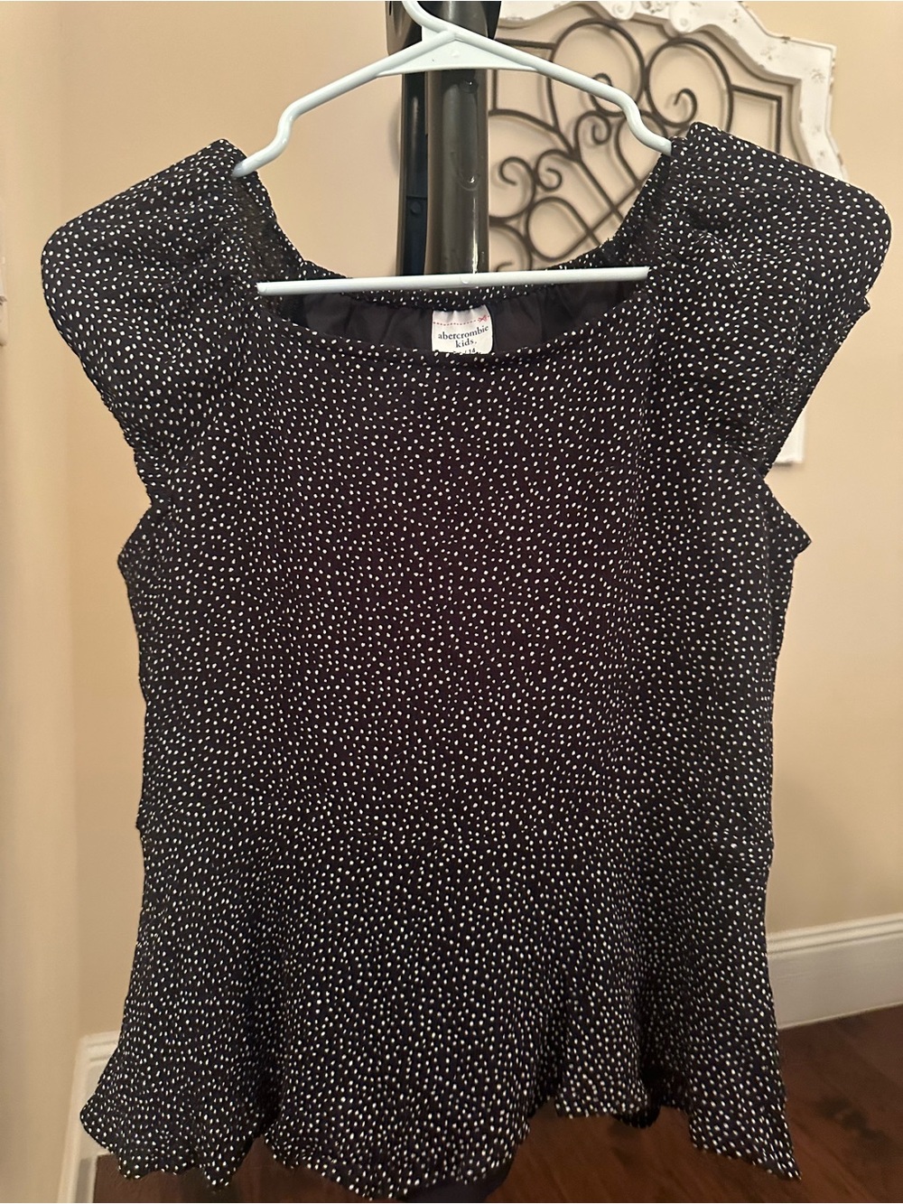 abercrombie kids Black and White Dot Peplum Cap-Sleeve Top